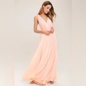 Lulu’s Dance the night away, blush pink backless maxi dress. Size S, worn once